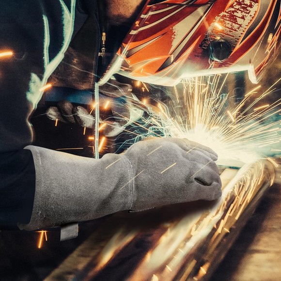 Leather Safety Work Gloves Gardening Carpenter Waterproof Heavy Duty Grey Medium - Picture 7 of 8